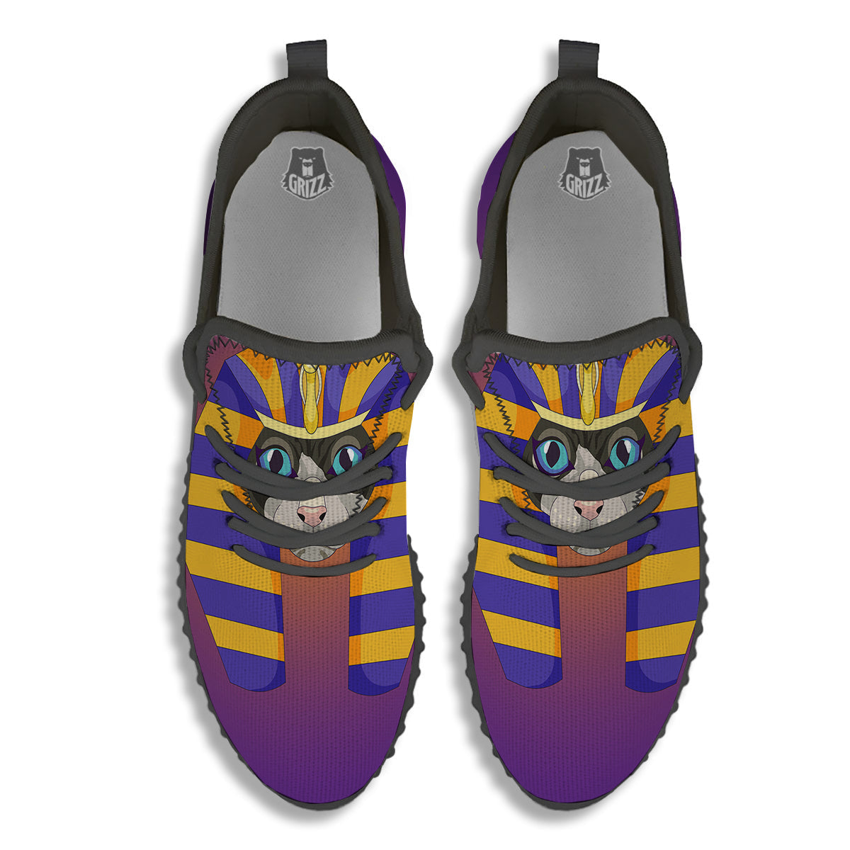 Sphynx Cat Pharaoh Print Black Walking Shoes-grizzshop