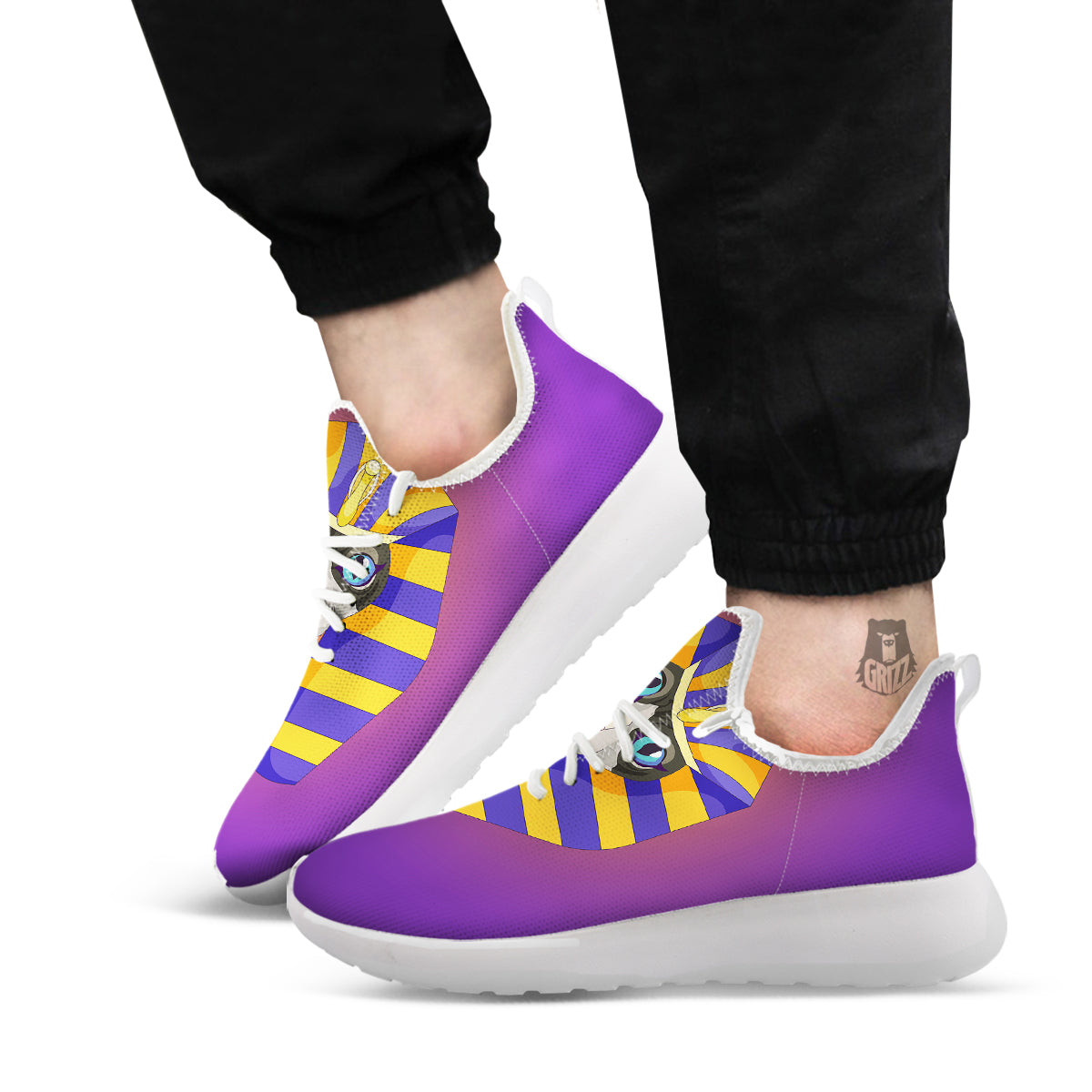 Sphynx Cat Pharaoh Print White Athletic Shoes-grizzshop