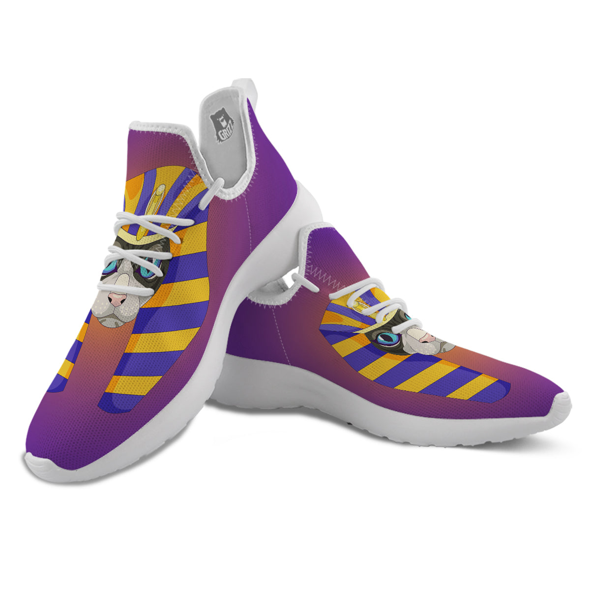 Sphynx Cat Pharaoh Print White Athletic Shoes-grizzshop