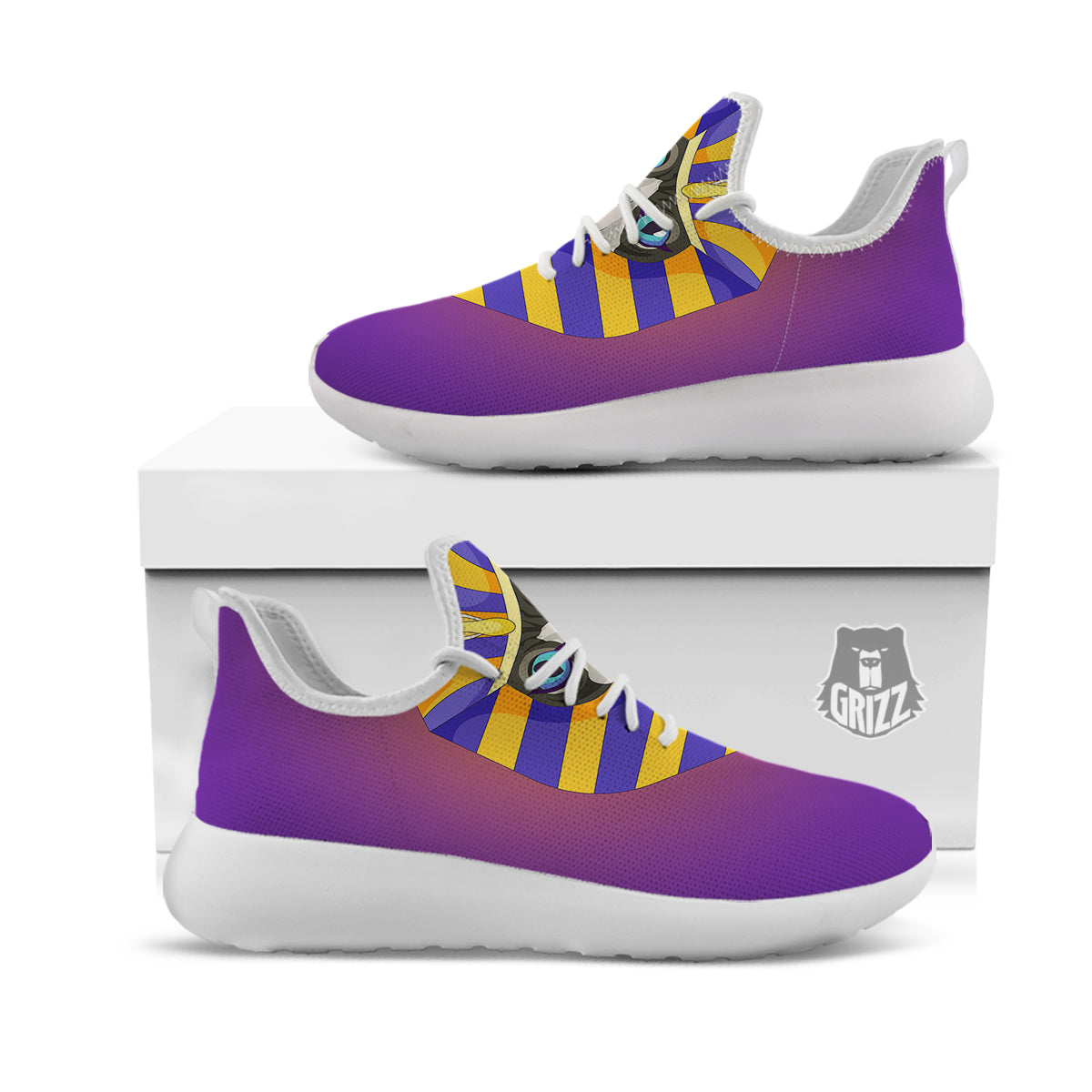 Sphynx Cat Pharaoh Print White Athletic Shoes-grizzshop