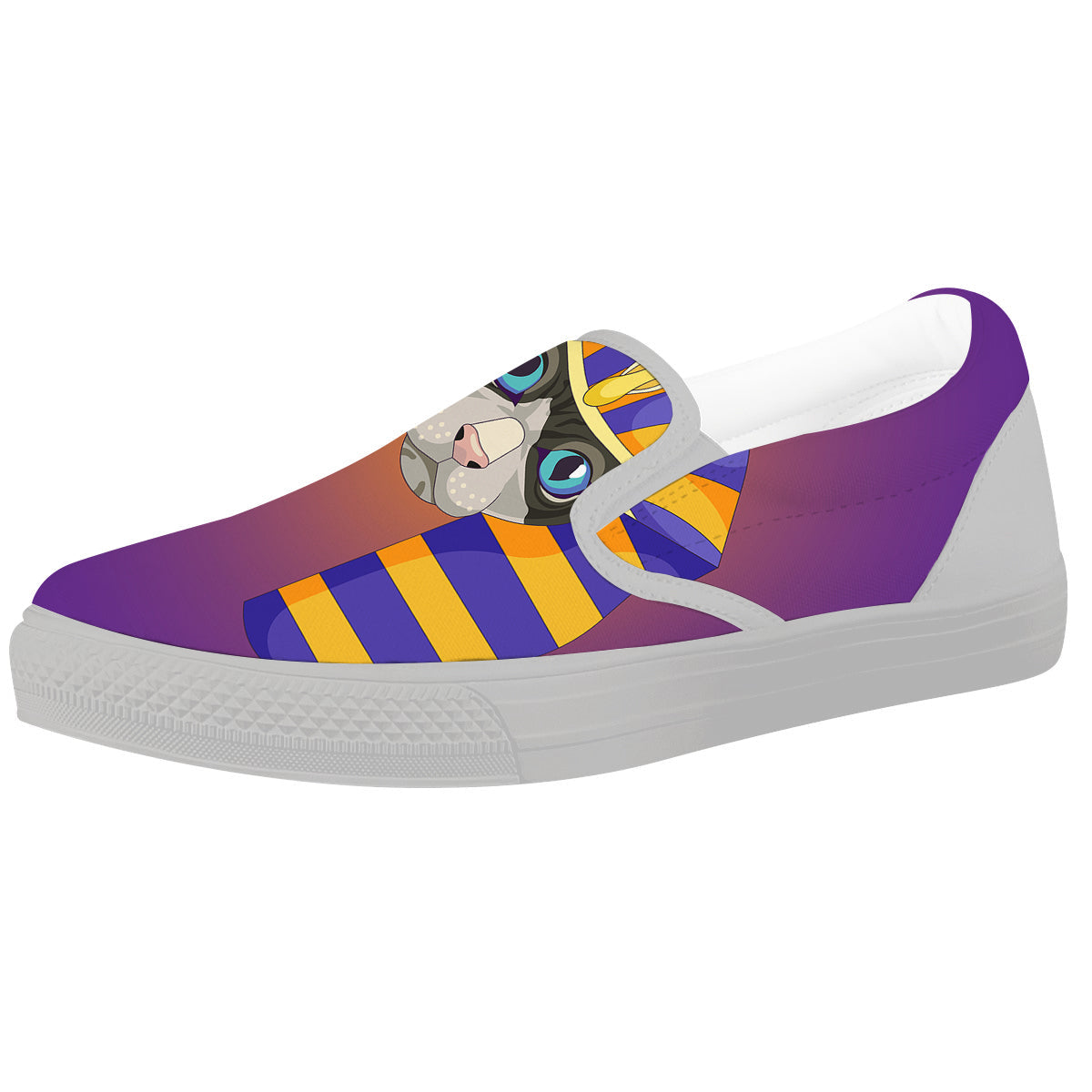 Sphynx Cat Pharaoh Print White Slip On Shoes-grizzshop