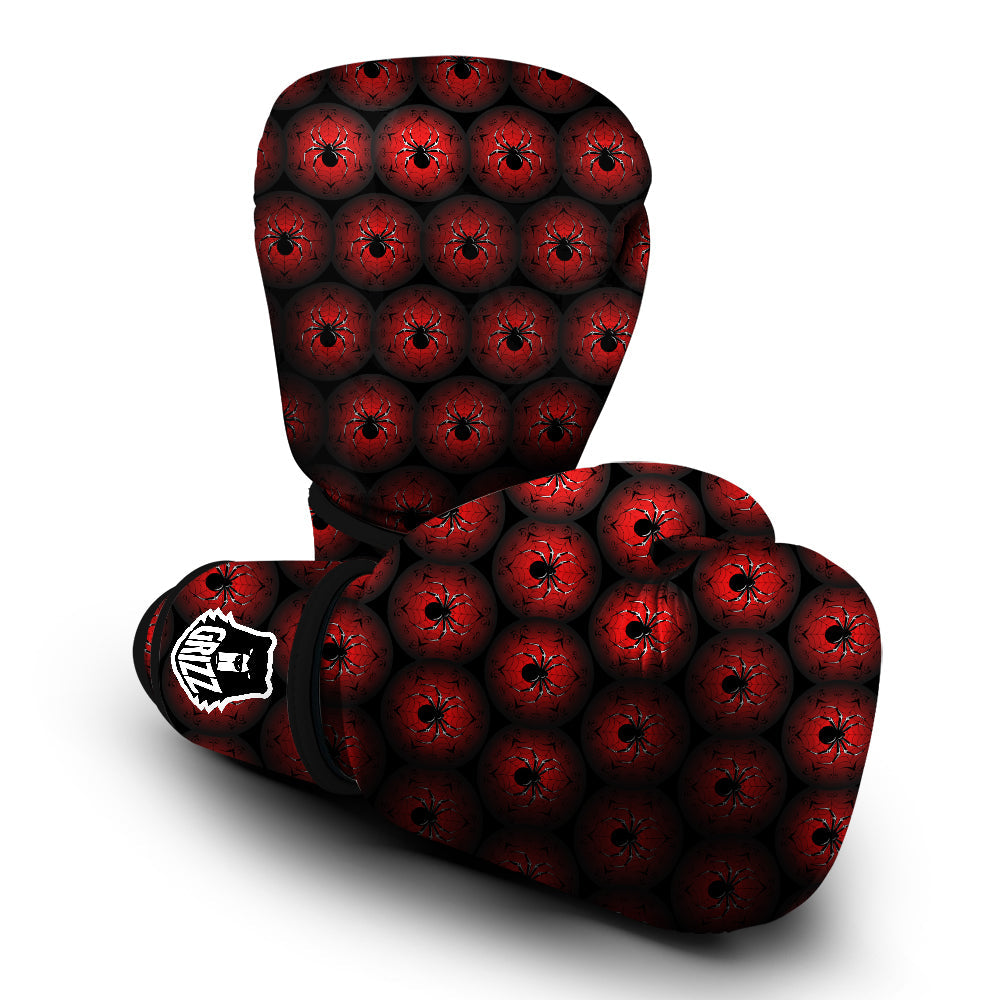 Spider Black And Red Spider Web Print Pattern Boxing Gloves-grizzshop