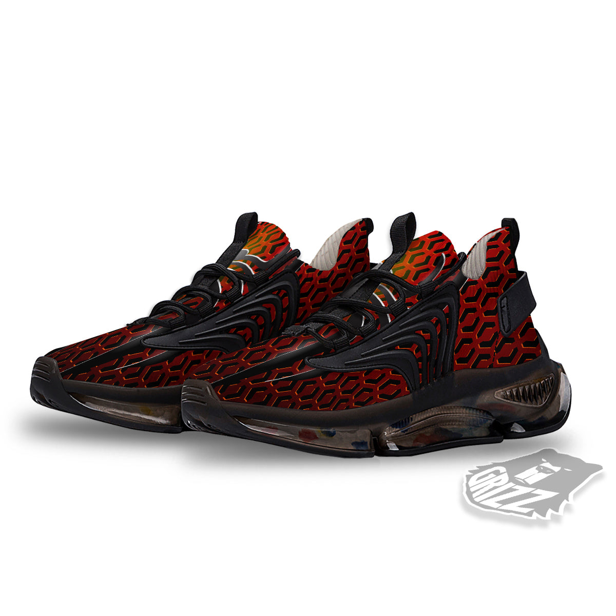 Spider Icon on Red Metal Print Black Gym Shoes-grizzshop