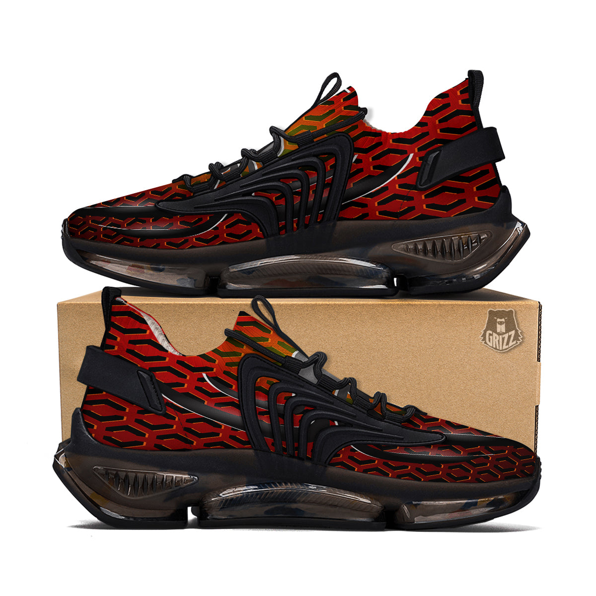Spider Icon on Red Metal Print Black Gym Shoes-grizzshop