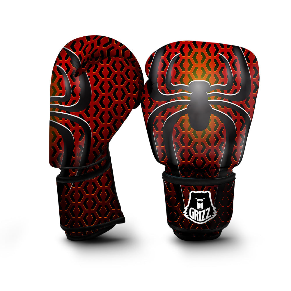 Spider Icon on Red Metal Print Boxing Gloves-grizzshop
