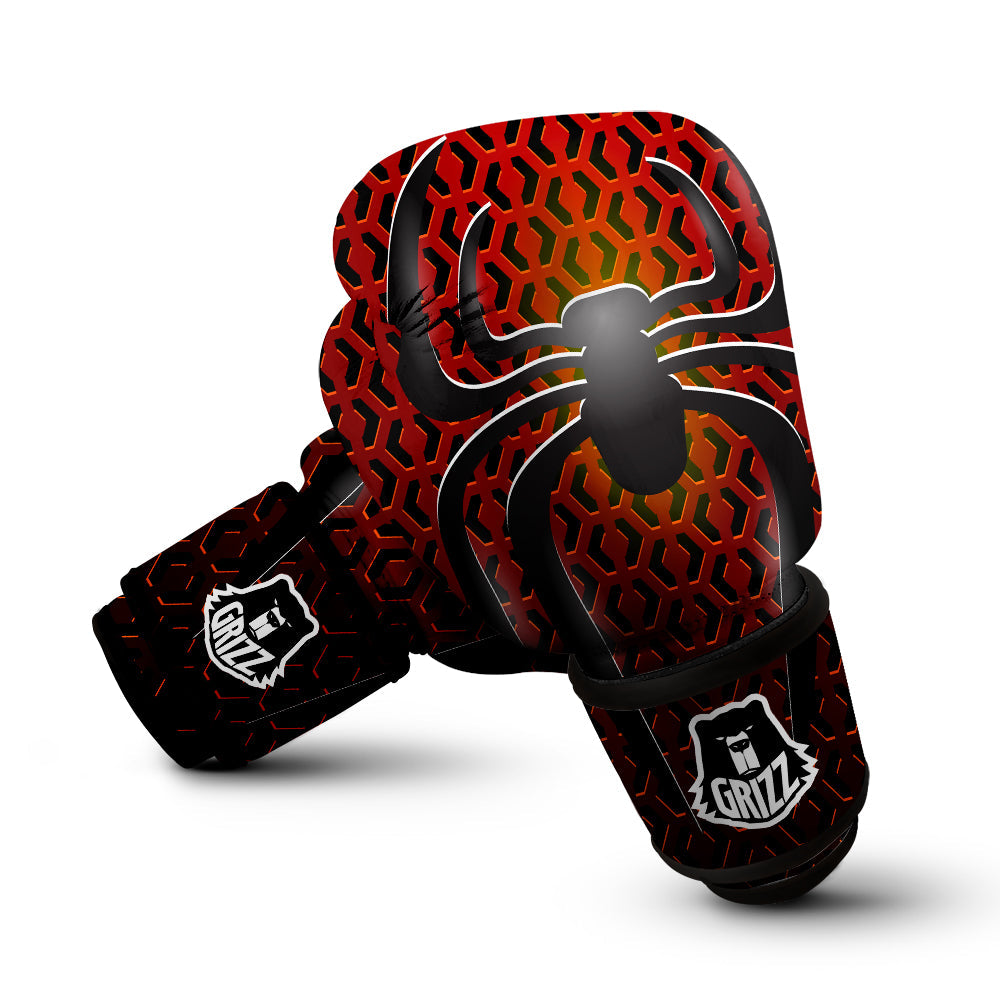 Spider Icon on Red Metal Print Boxing Gloves-grizzshop