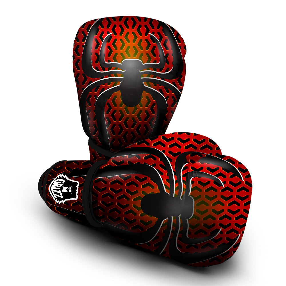 Spider Icon on Red Metal Print Boxing Gloves-grizzshop