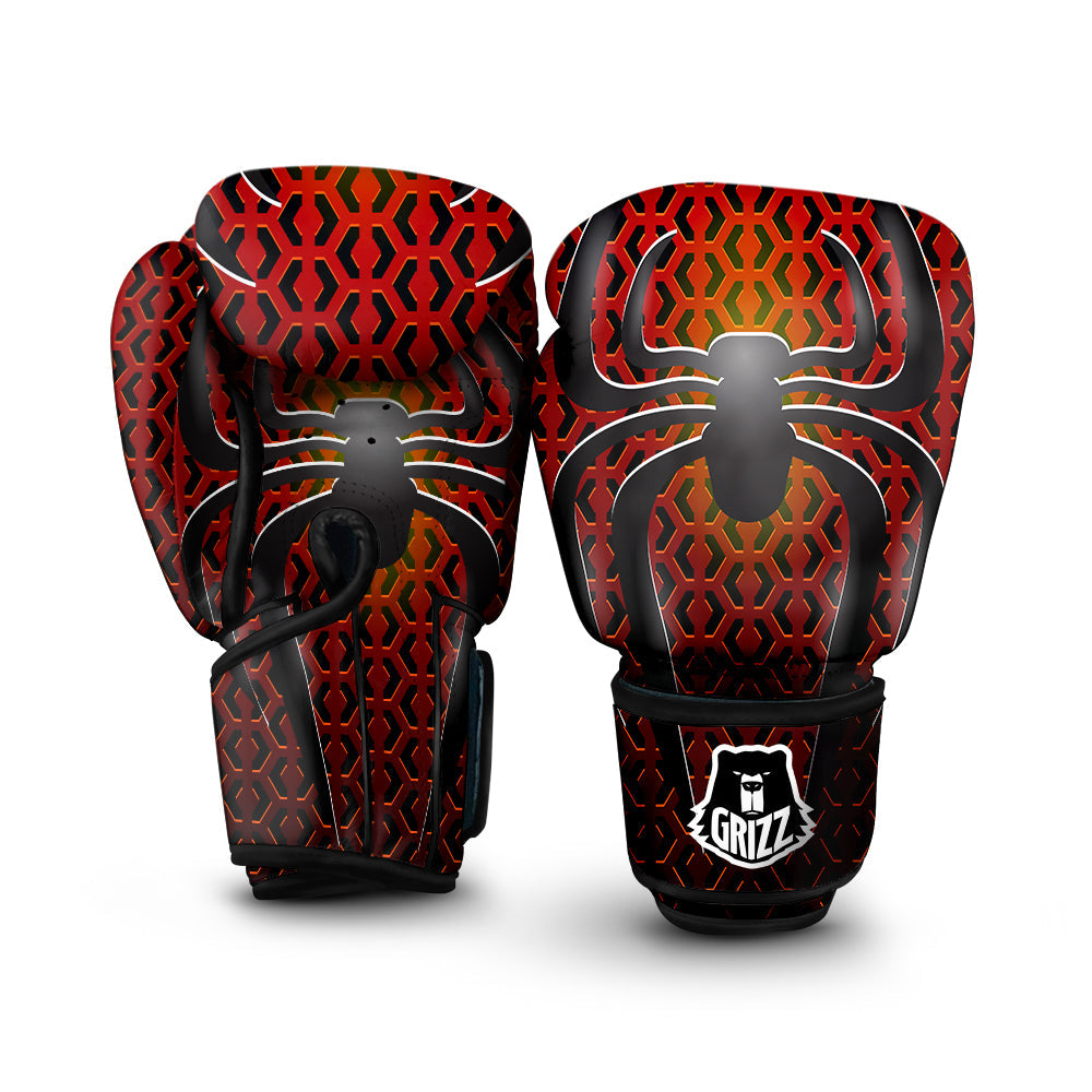 Spider Icon on Red Metal Print Boxing Gloves-grizzshop