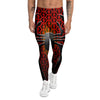 Spider Icon on Red Metal Print Men's Leggings-grizzshop