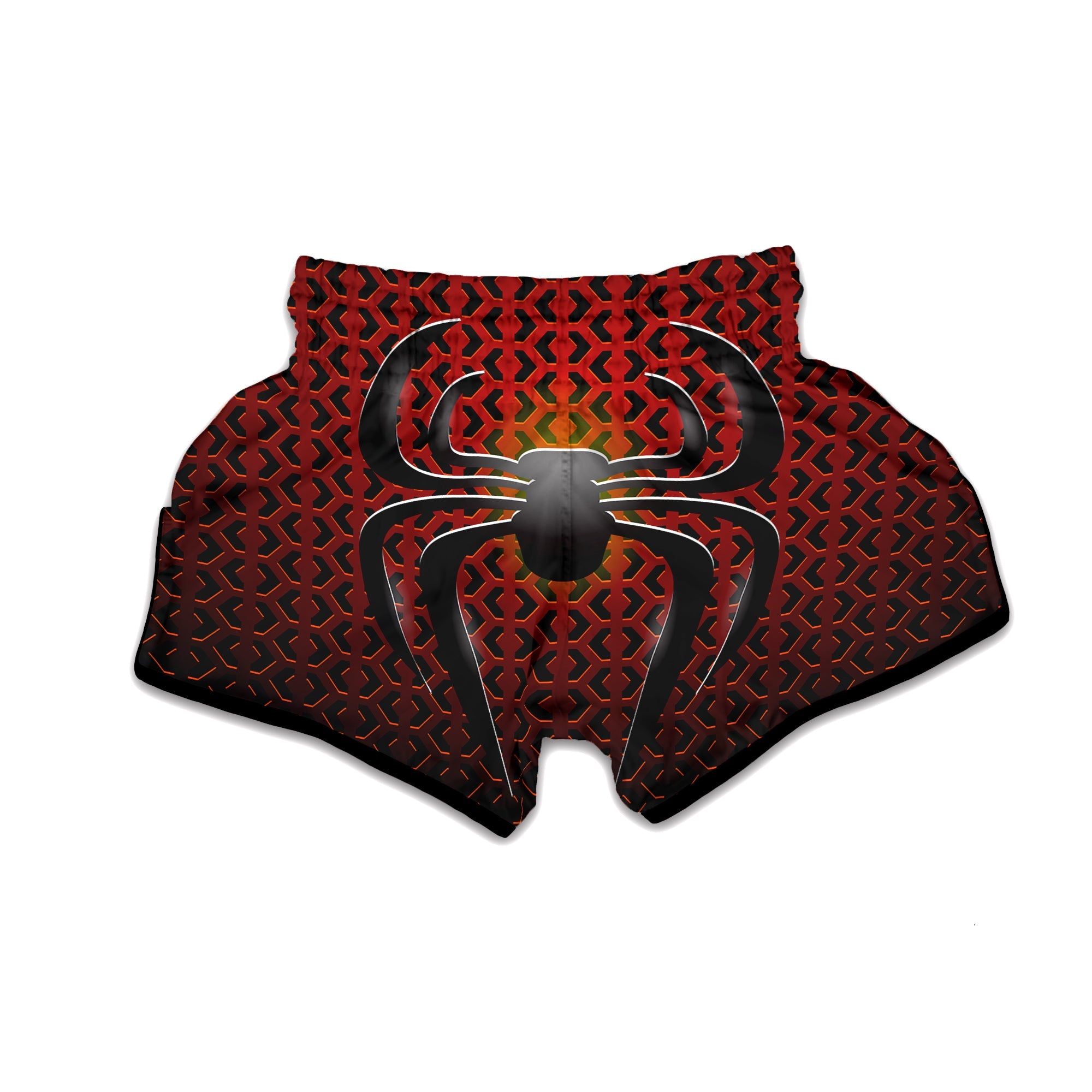 Spider Icon on Red Metal Print Muay Thai Boxing Shorts-grizzshop