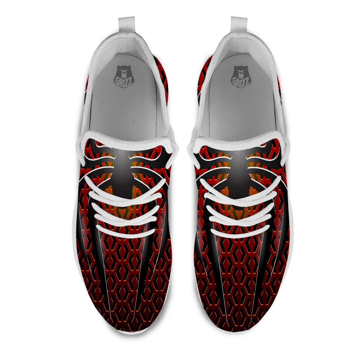 Spider Icon on Red Metal Print White Athletic Shoes-grizzshop