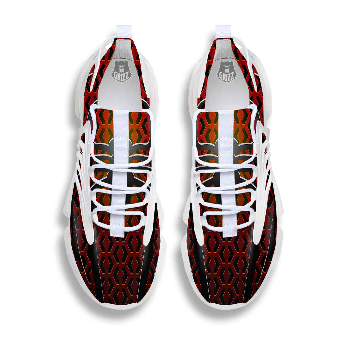 Spider Icon on Red Metal Print White Gym Shoes-grizzshop
