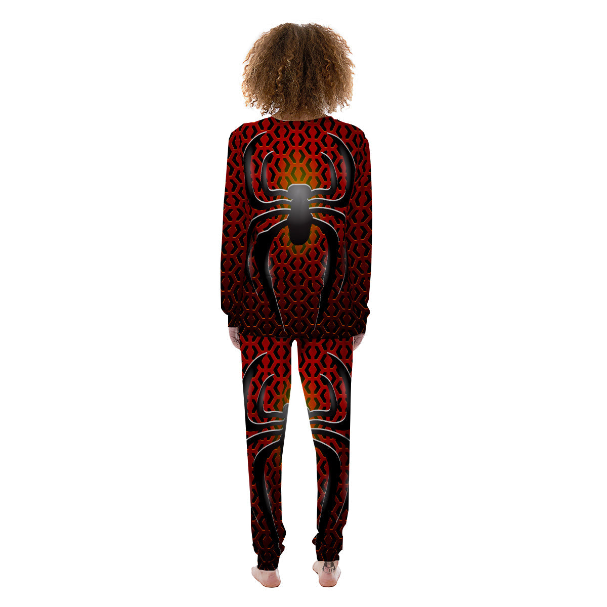 Spider Icon on Red Metal Print Women's Pajamas-grizzshop