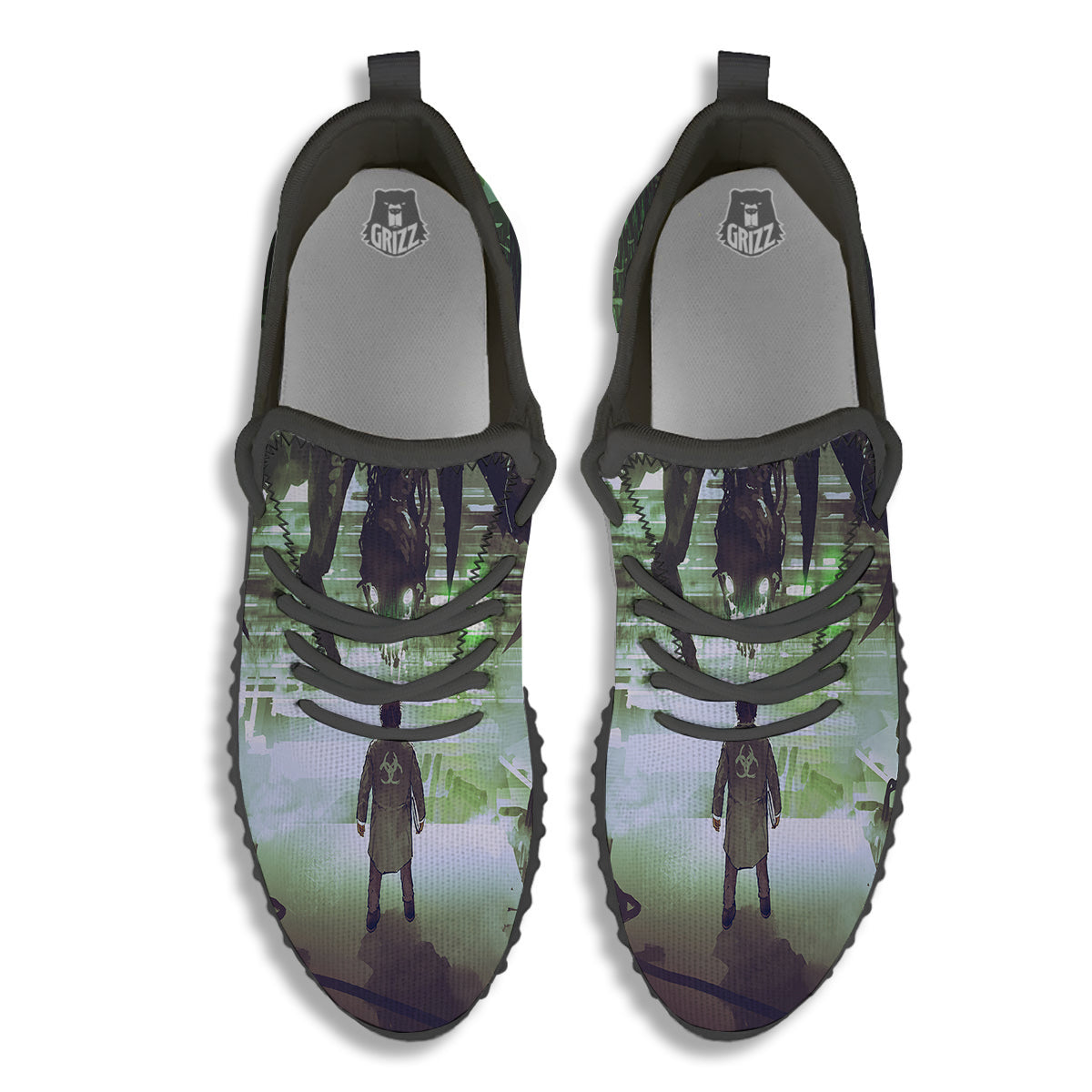 Spider Monster Print Black Walking Shoes-grizzshop