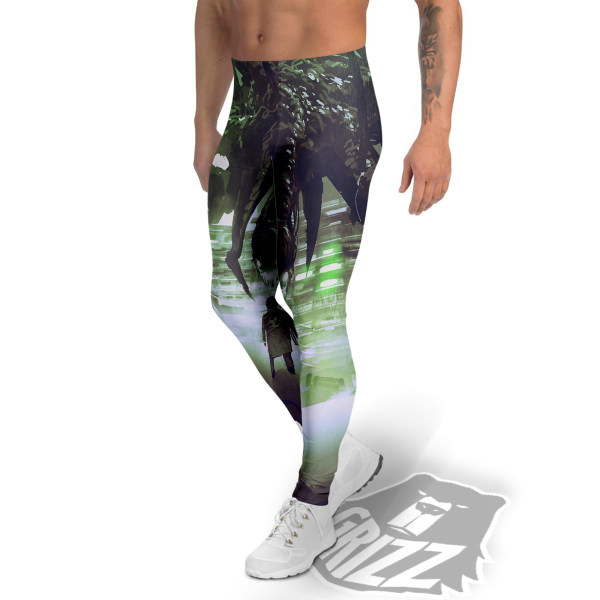 Spider Monster Print Men's Leggings-grizzshop