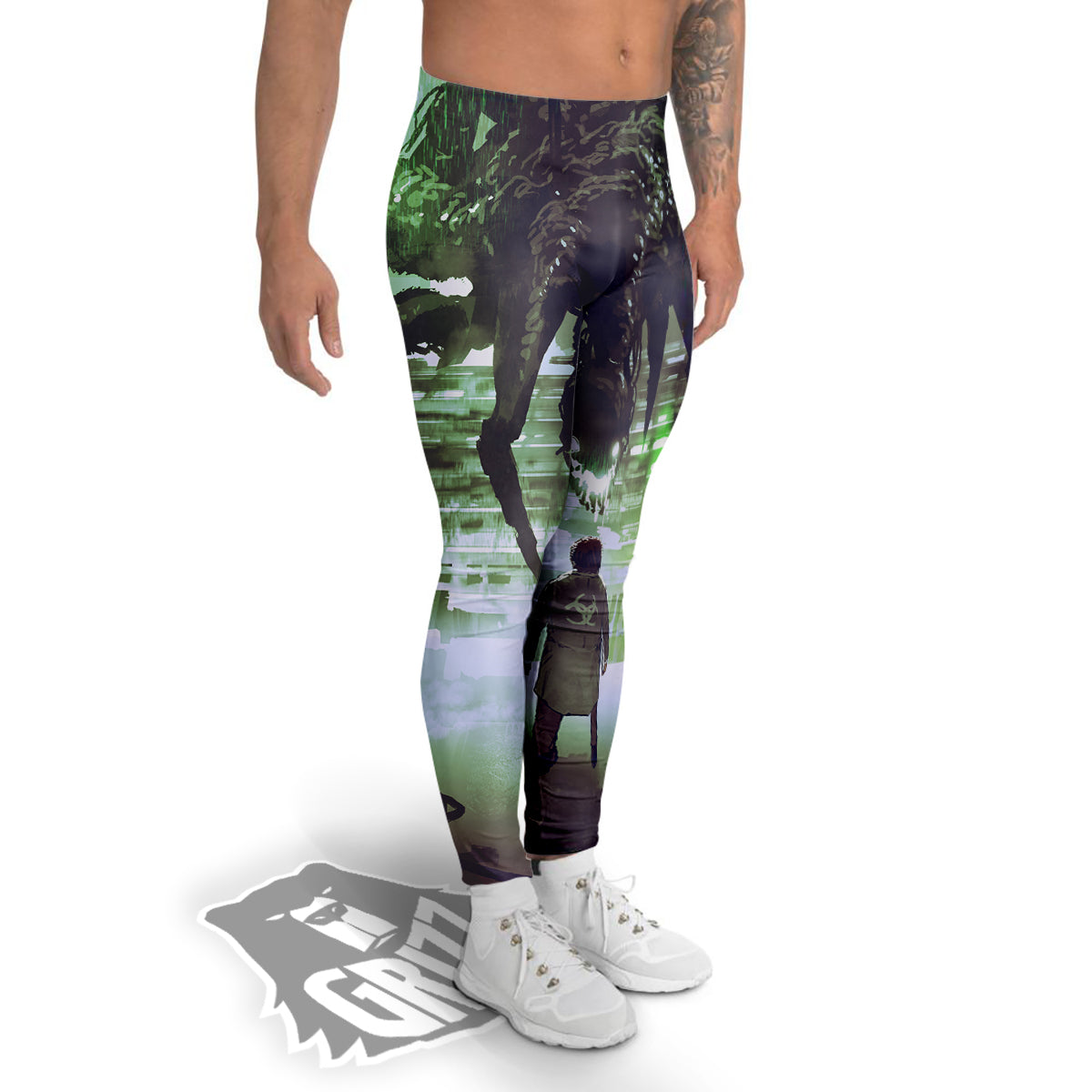 Spider Monster Print Men's Leggings-grizzshop