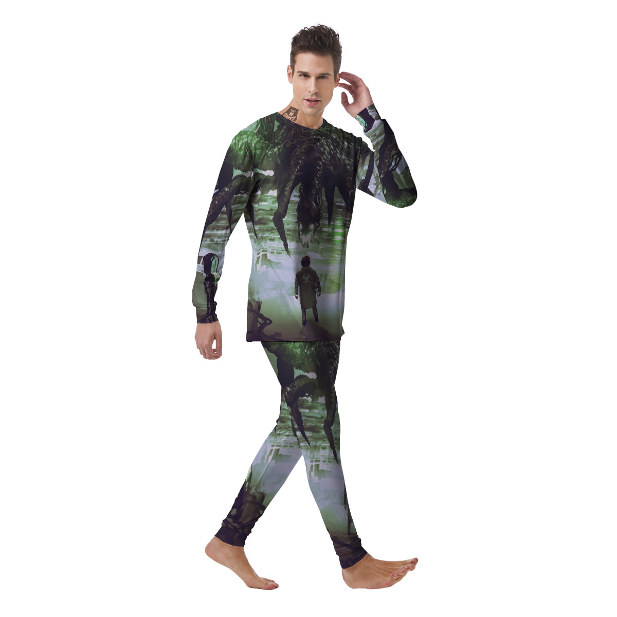 Spider Monster Print Men's Pajamas-grizzshop