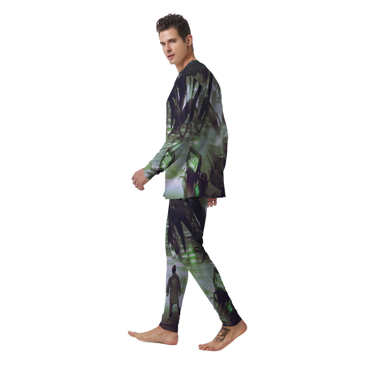 Spider Monster Print Men's Pajamas-grizzshop