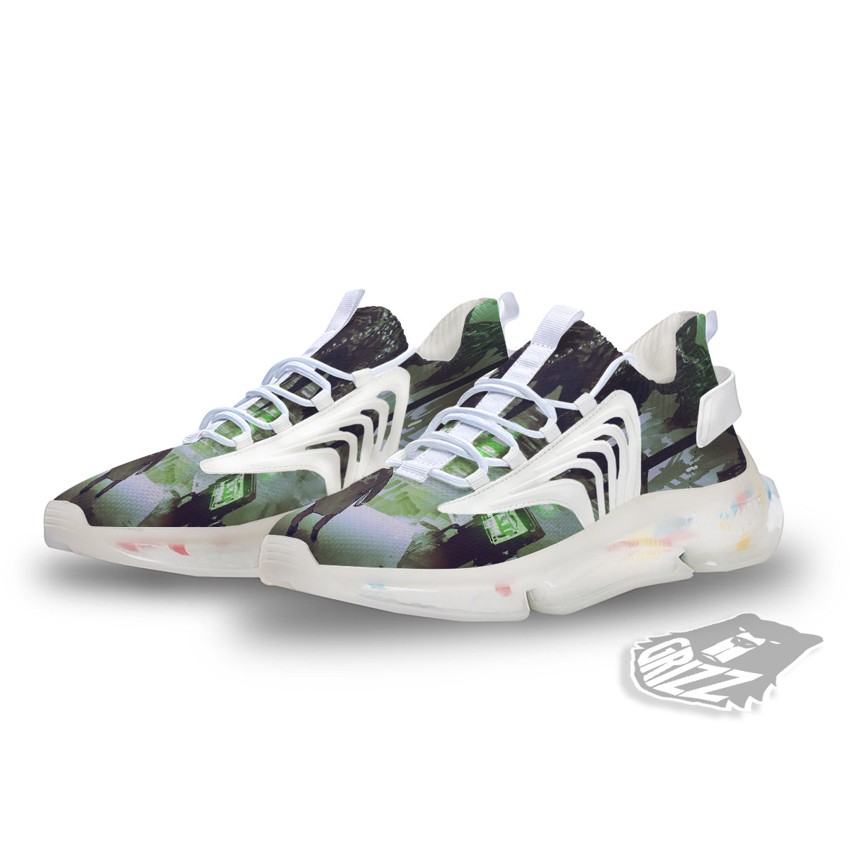 Spider Monster Print White Gym Shoes-grizzshop