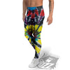 Spider Tie Dye Blue And Red Print Men's Leggings-grizzshop