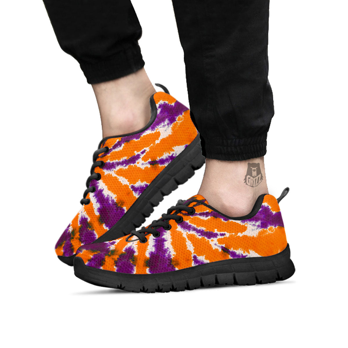 Spider Tie Dye Orange And Purple Print Black Sneaker-grizzshop