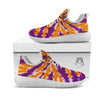 Spider Tie Dye Orange And Purple Print White Athletic Shoes-grizzshop