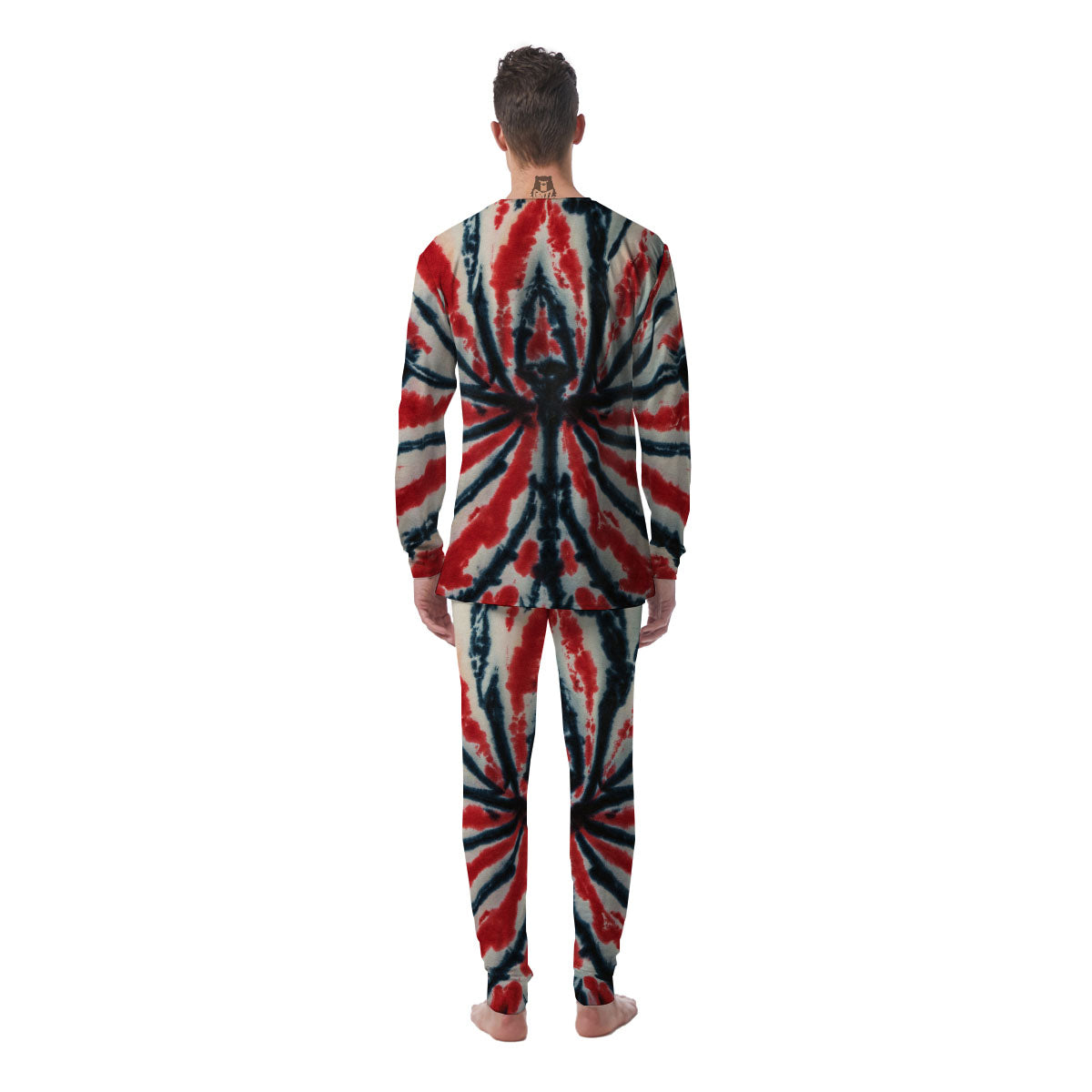 Spider Tie Dye Red And Black Print Men's Pajamas-grizzshop