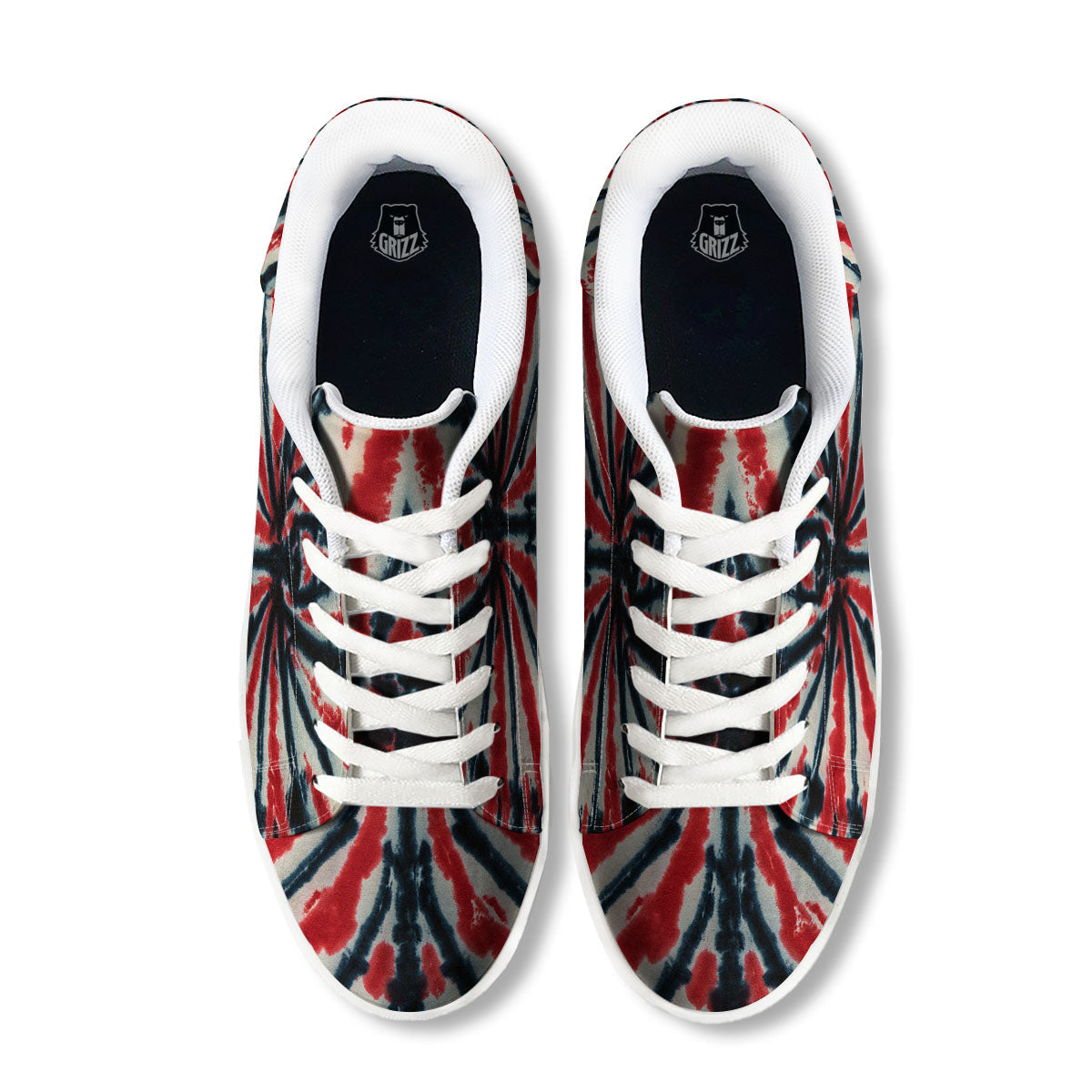 Spider Tie Dye Red And Black Print White Low Top Sneakers-grizzshop