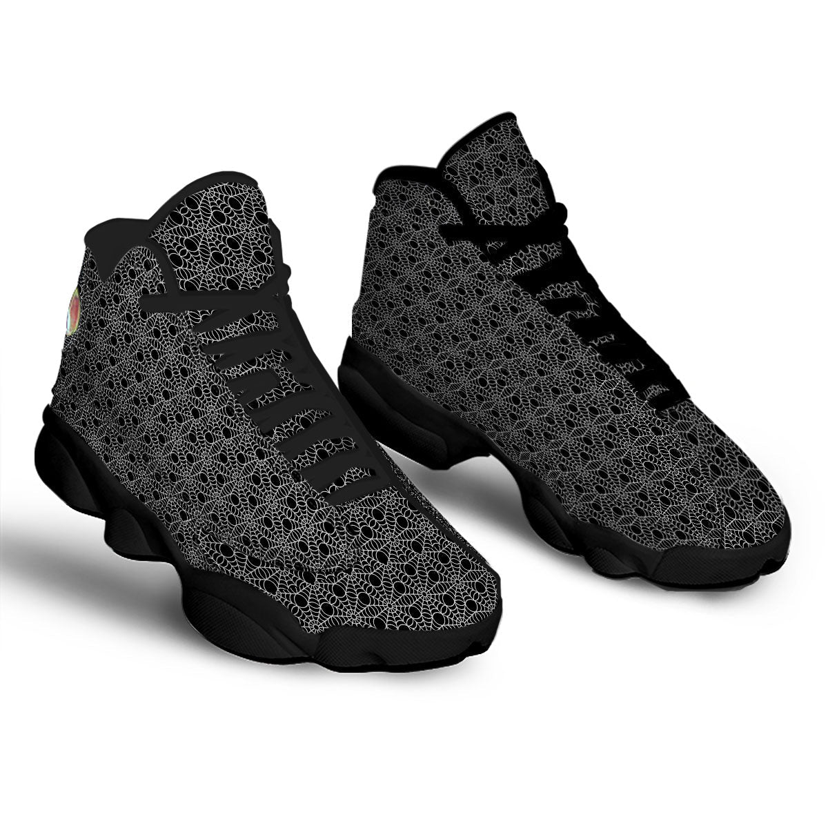 Spider Web Black Print Pattern Black Basketball Shoes-grizzshop