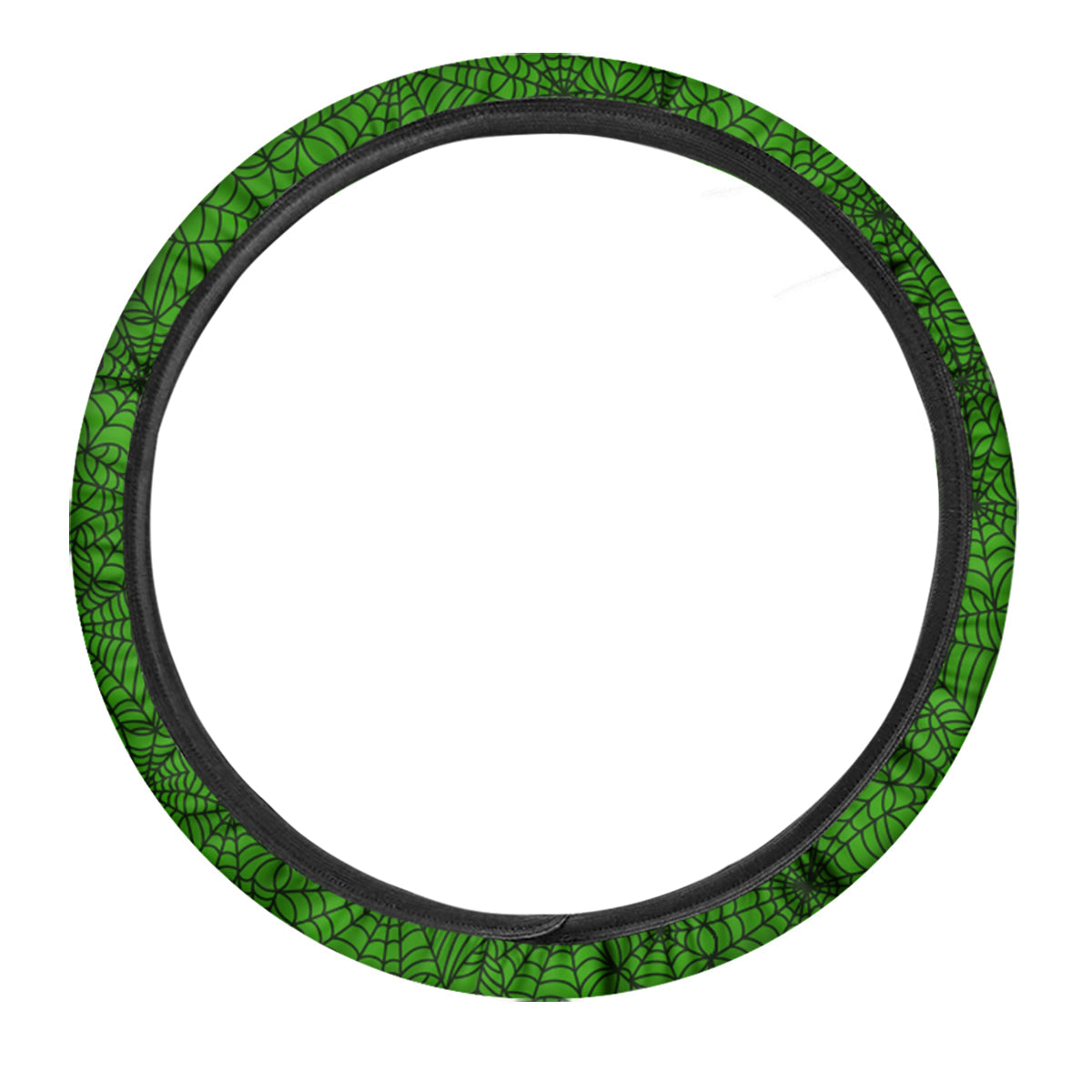 Spider Web Green And Black Print Pattern Car Steering Wheel Cover-grizzshop