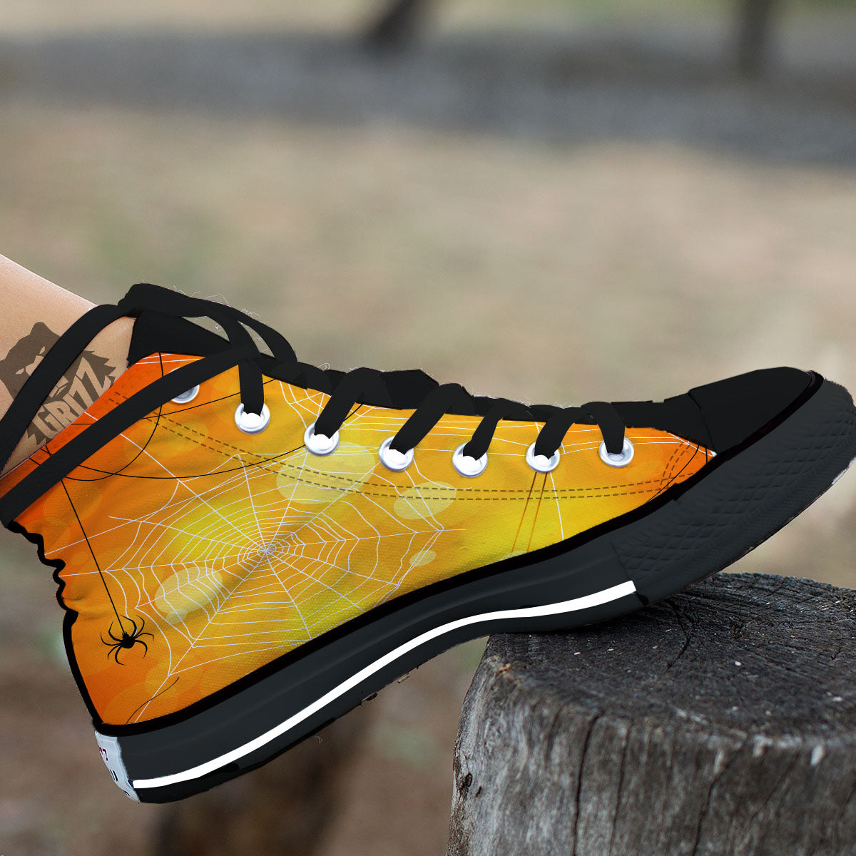 Spider Web Halloween Print High Top Shoes-grizzshop