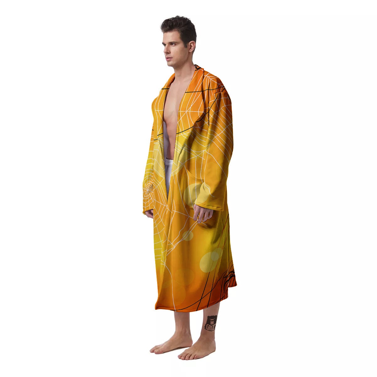 Spider Web Halloween Print Men's Robe-grizzshop