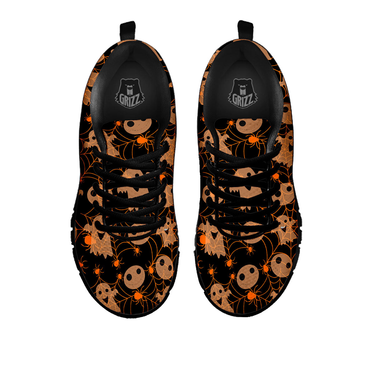 Spider Web Halloween Print Pattern Black Sneaker-grizzshop