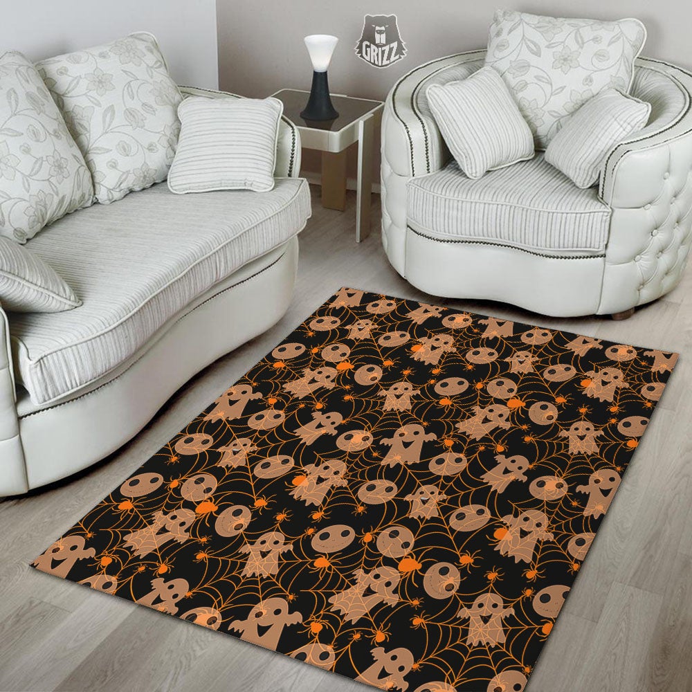 Spider Web Halloween Print Pattern Floor Mat-grizzshop