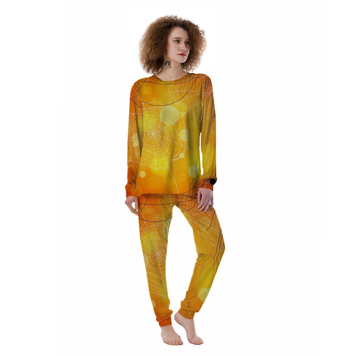 Spider Web Halloween Print Women's Pajamas-grizzshop