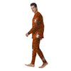 Spider Web Orange And Black Print Men's Pajamas-grizzshop