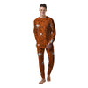 Spider Web Orange And Black Print Men's Pajamas-grizzshop