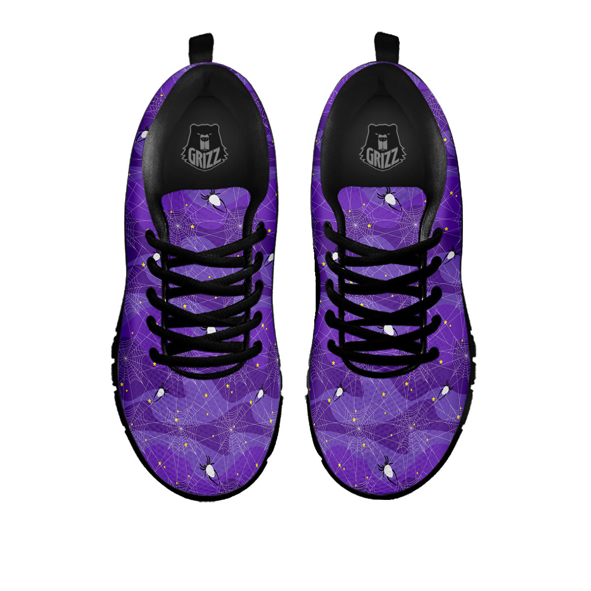 Spider Web Purple Print Pattern Black Sneaker-grizzshop