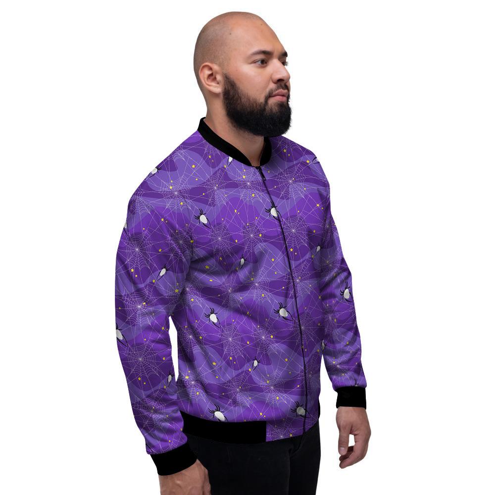 Spider Web Purple Print Pattern Men's Bomber Jacket-grizzshop