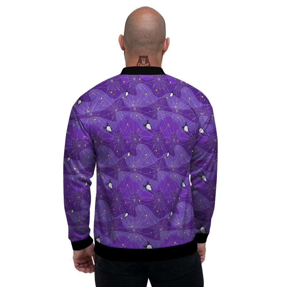 Spider Web Purple Print Pattern Men's Bomber Jacket-grizzshop