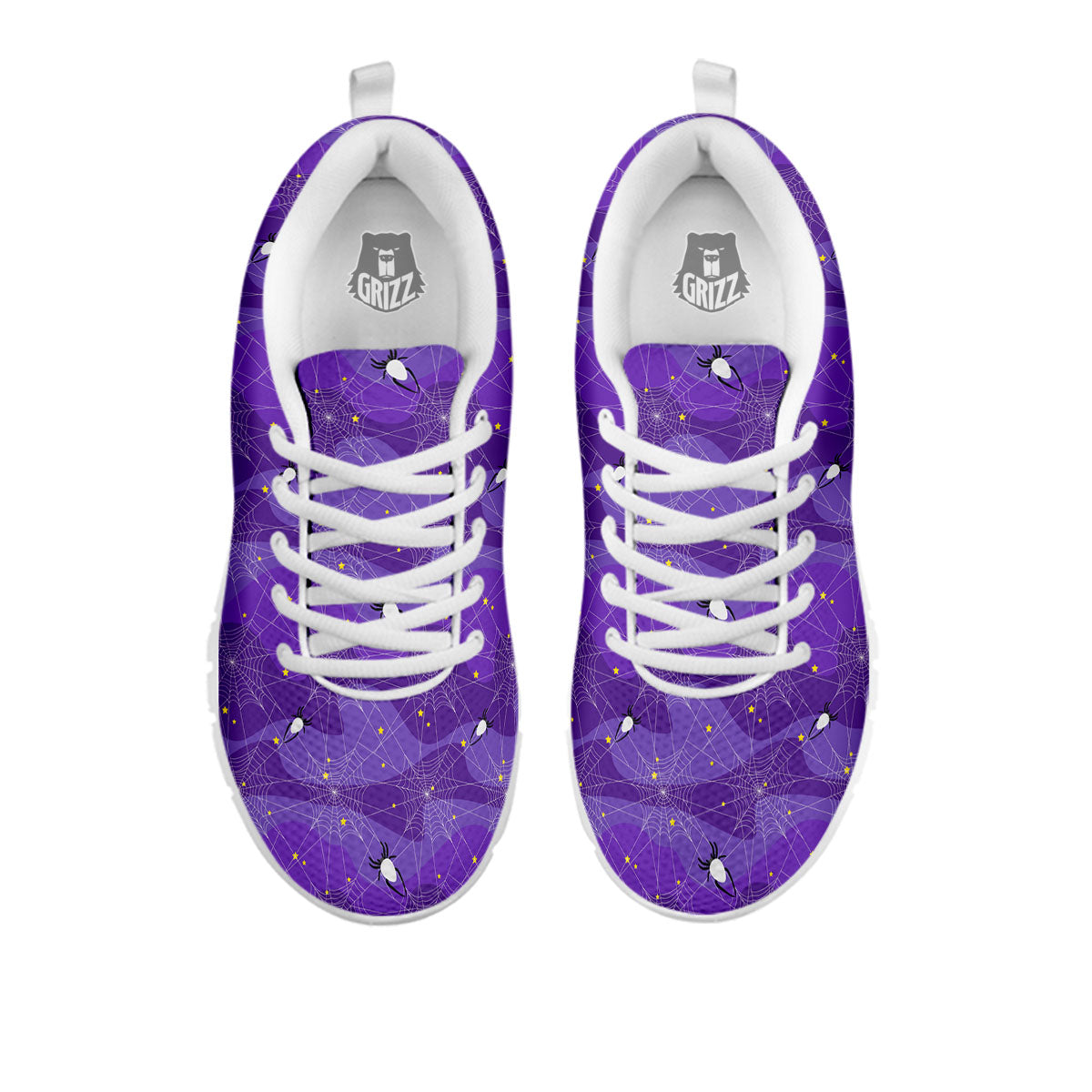 Spider Web Purple Print Pattern White Sneaker-grizzshop
