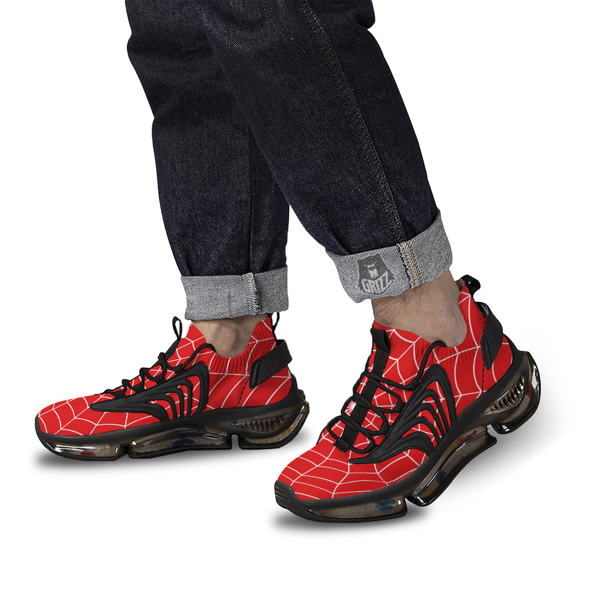 Spider Web Red Print Black Gym Shoes-grizzshop