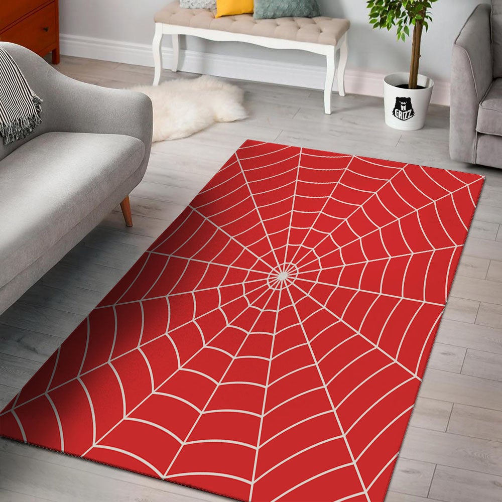 Spider Web Red Print Floor Mat-grizzshop