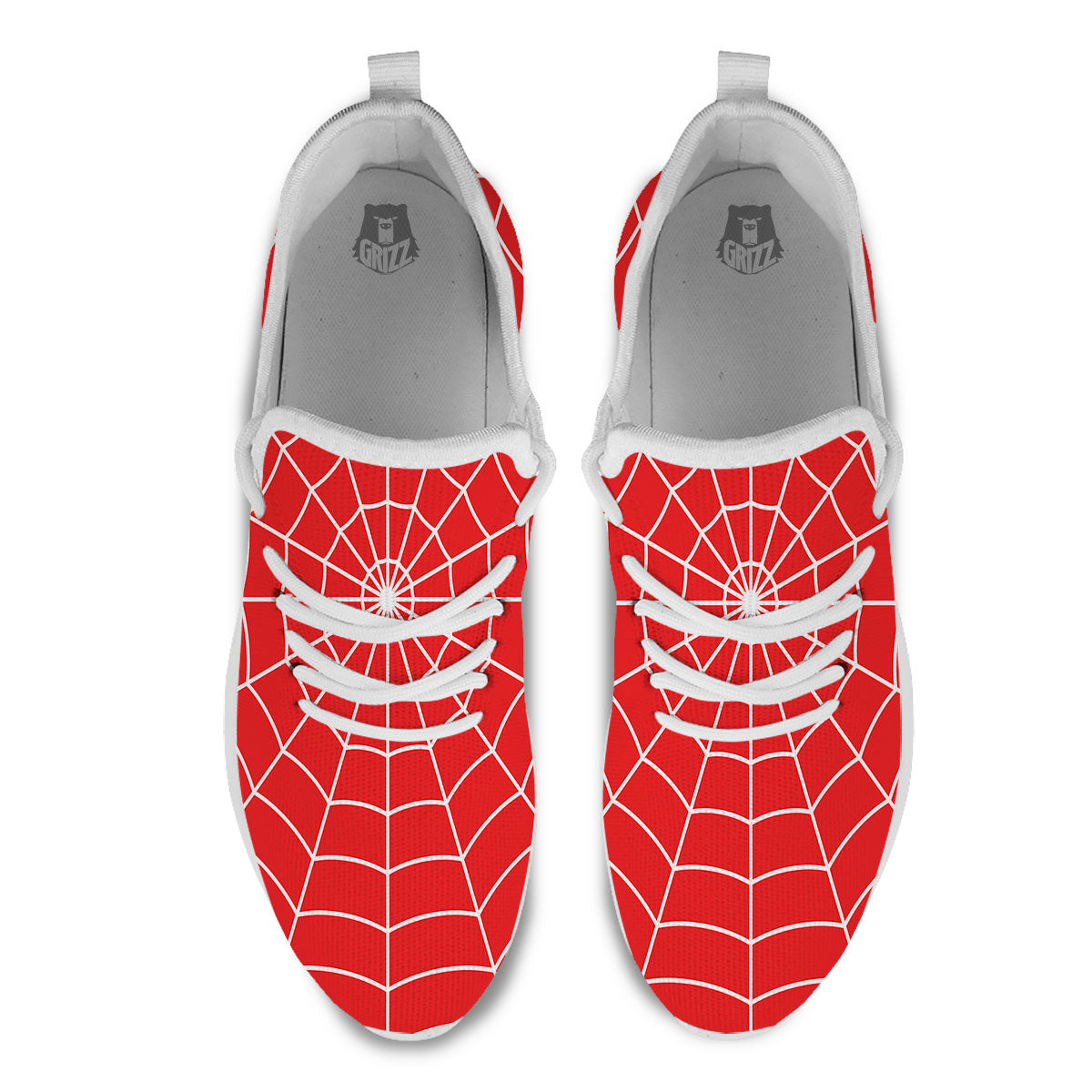 Spider Web Red Print White Athletic Shoes-grizzshop