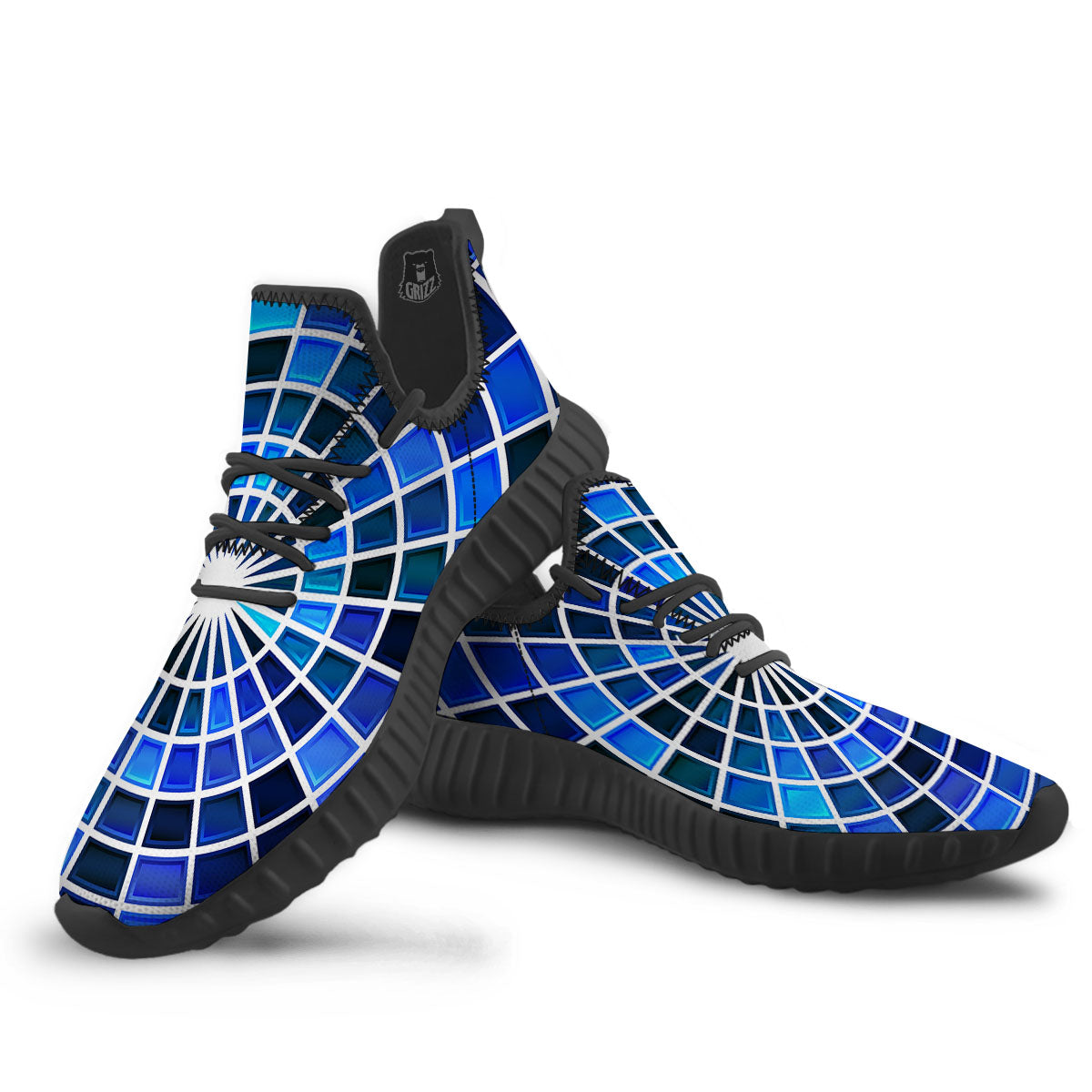 Spider Web Stained Mosaic Print Black Walking Shoes-grizzshop