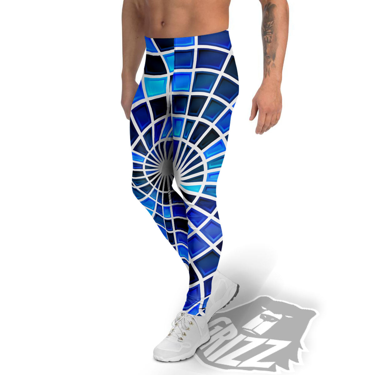 Spider Web Stained Mosaic Print Men's Leggings-grizzshop