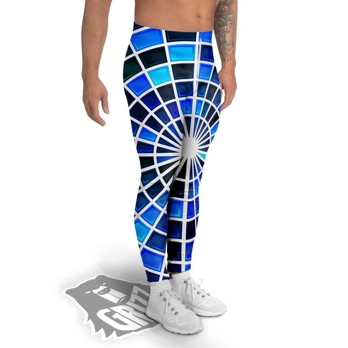 Spider Web Stained Mosaic Print Men's Leggings-grizzshop