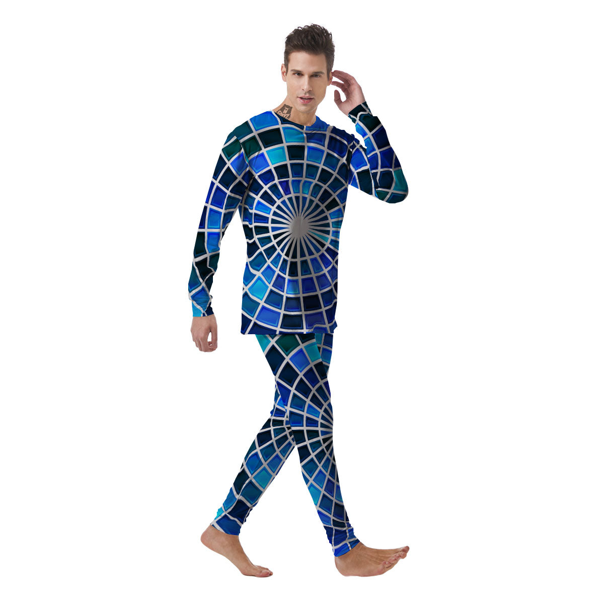 Spider Web Stained Mosaic Print Men's Pajamas-grizzshop