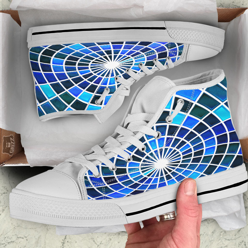 Spider Web Stained Mosaic Print White High Top Shoes-grizzshop