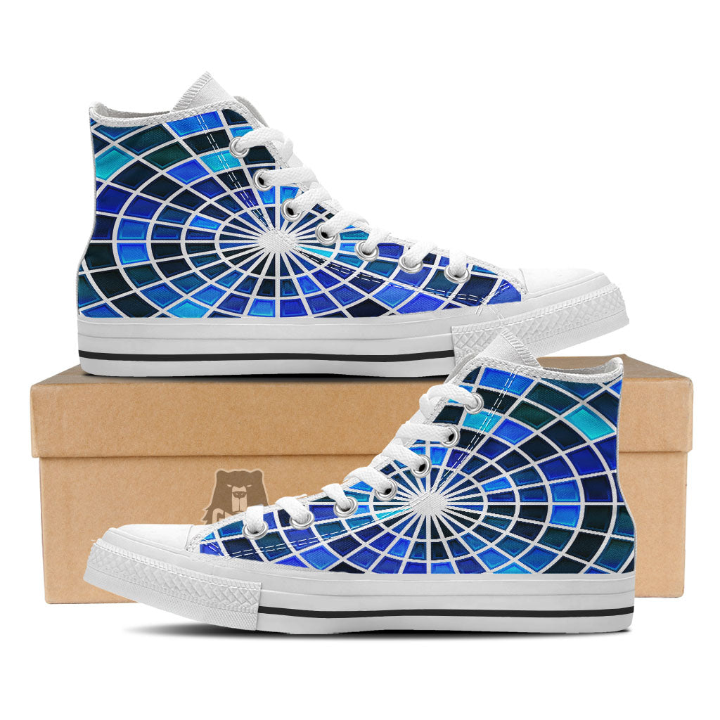 Spider Web Stained Mosaic Print White High Top Shoes-grizzshop